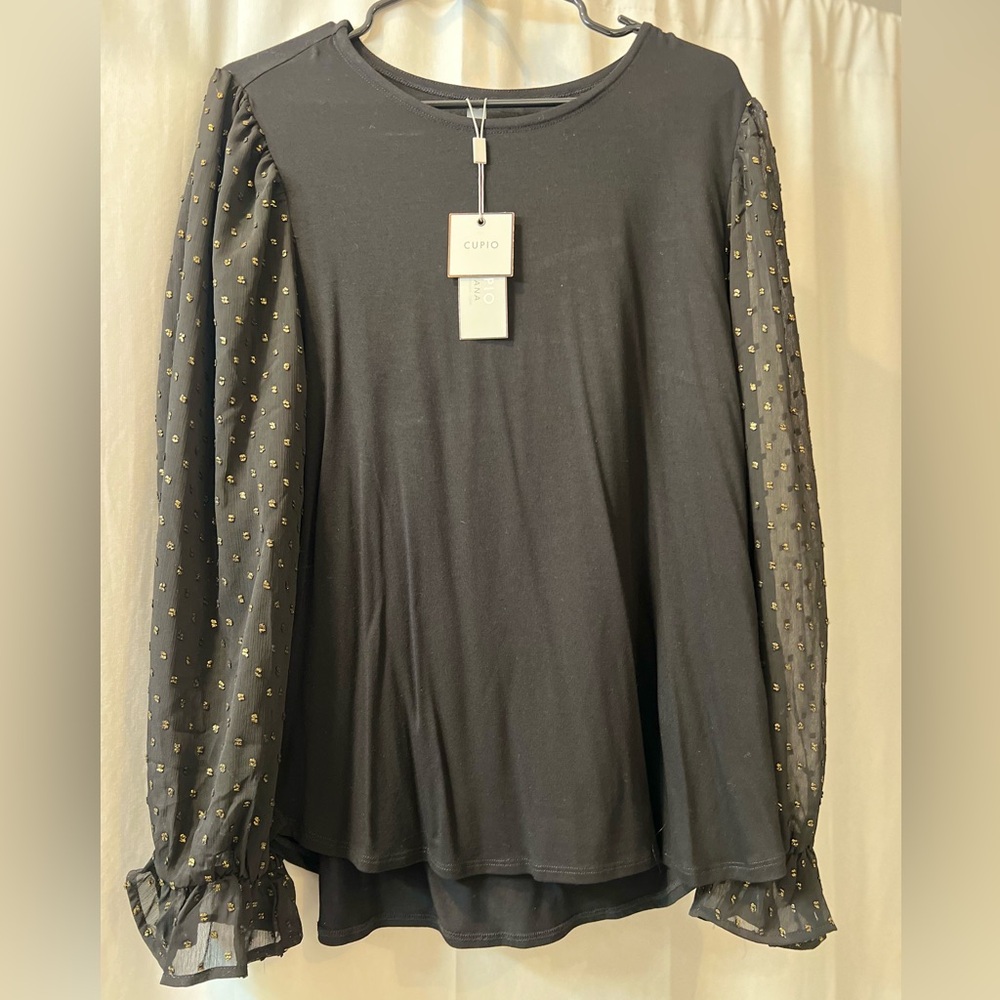 Sheer sleeve blouse